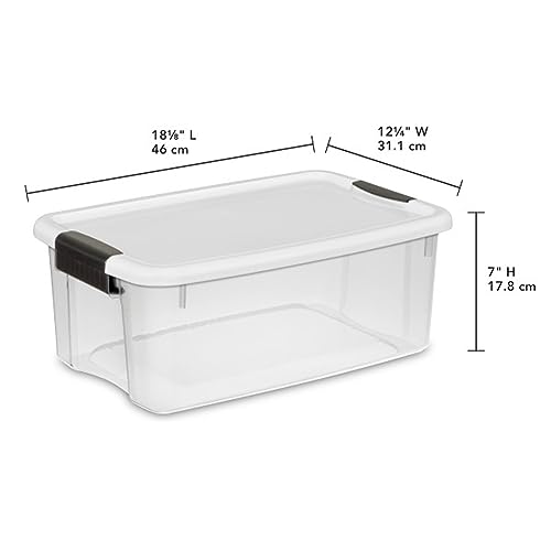 Sterilite Ultra Latch Storage Box 18 Quart - 12 Pack, Clear, Secure Lids