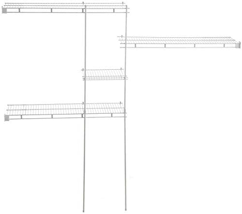Wire Closet Organizer System - Adjustable 5 to 8 Ft. with Shelves, Hardware, No Shoe Rack - White