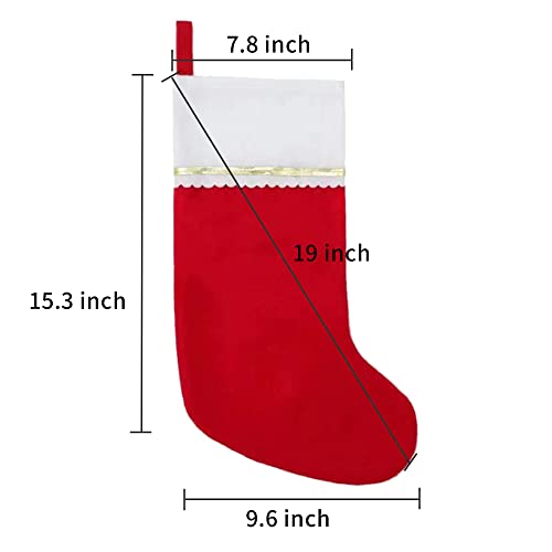 12 Pack Felt Christmas Stockings, 19 Inches Red and White Stockings