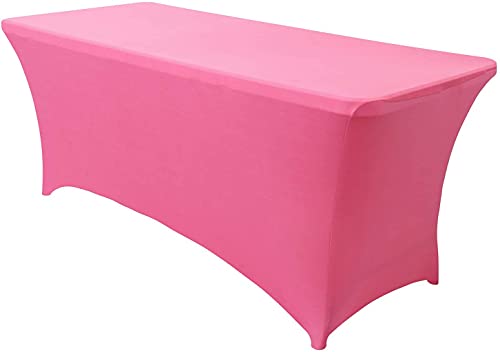 Obstal 5ft Stretch Spandex Table Cover for Standard Folding Tables - Universal Rectangular Fitted Tablecloth Protector for Wedding, Banquet and Party