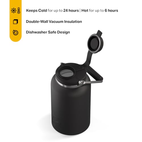 RTIC Half Gallon Outback Jug - Ceramic-Lined Insulated Water Bottle - Black 64 Oz