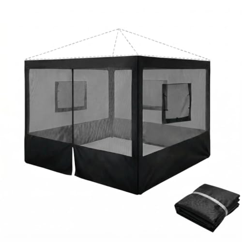 Breathable Food Tent Sidewalls for 10x10 ft Canopy - Mesh & Zipper Doors, Dust & Insect Blocking