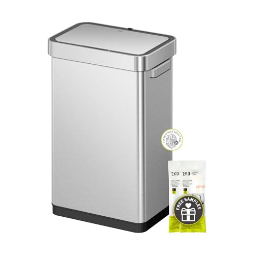 50L Touchless Motion Sensor Trash Can - Stainless Steel, Matte Finish