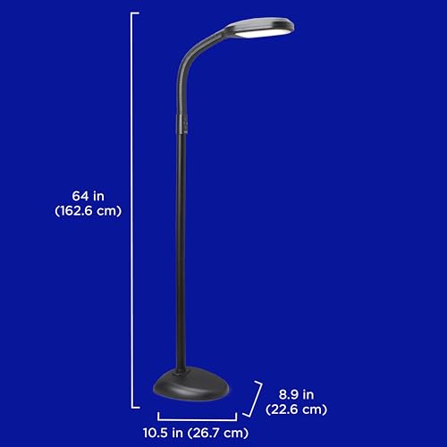 Verilux Full Spectrum LED Floor Lamp - Black, Adjustable Brightness & Color