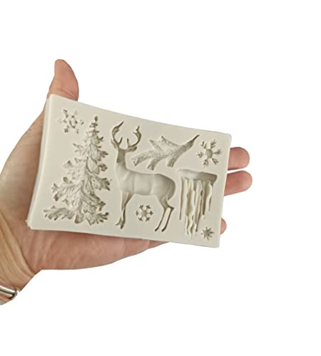 Gray Christmas Theme 3D Deer Silicone Mold – Fondant, Chocolate & Cake Decorating