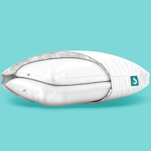 Sleepgram King Adjustable Loft Pillow - Soft Microfiber, Washable Cover, 18 x 33