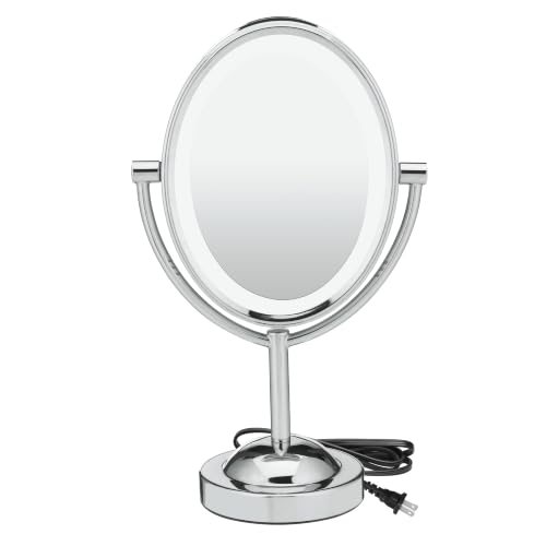 Conair Lighted Vanity Mirror 1X/7X Magnification with Line Cord, 6.5" x 8.5" Oval, Polished Chrome