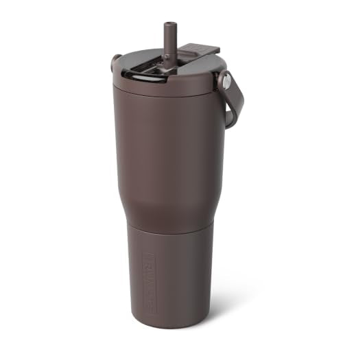 Insulated 35oz Travel Tumbler with Leakproof Flip Lid & Stainless Steel Straw - Java