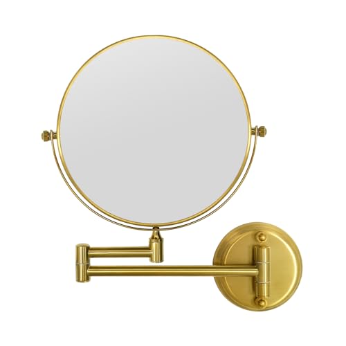 GURUN 8-Inch Wall Mounted Makeup Mirror with 10X Magnification - Retro Gold