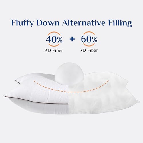 Queen Size Pillow Set of 4 - Cooling, Firm, Hotel Quality, Medium