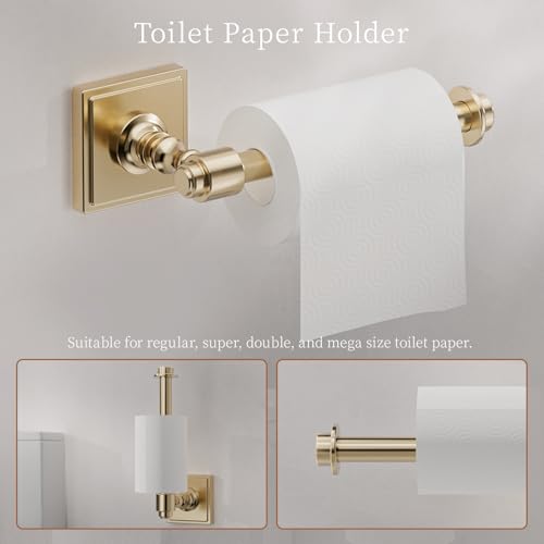 VEHCIL Champagne Bronze 5-Piece Bathroom Accessories Set with Towel Bar & Hooks