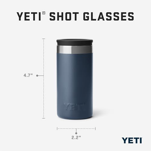 YETI Shot Glasses with Carrying Case - Set of 4, Black Stainless Steel