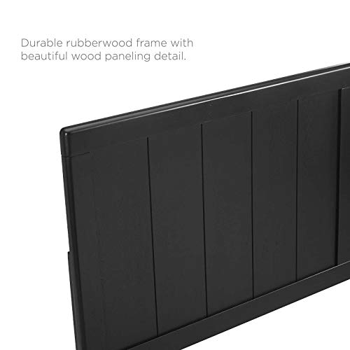 Twin Wood Headboard for Bed Frame - Mid-Century Modern, Black
