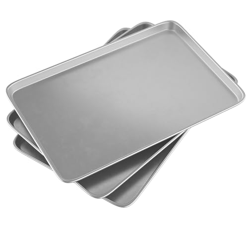 Crosson 16x24 Inch Commercial Aluminum Cookie Sheet Pan Set of 3 - Baking Tray & Jelly Roll Pan