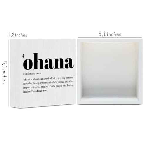 Ohana Definition Hawaii Rustic Home Office Decor Wooden Box Sign, Inspirational Hawaiian Gifts for Christmas Thanksgiving North Island Decorative Office Desk Accessories Table Shelf Decor Plaque Sign