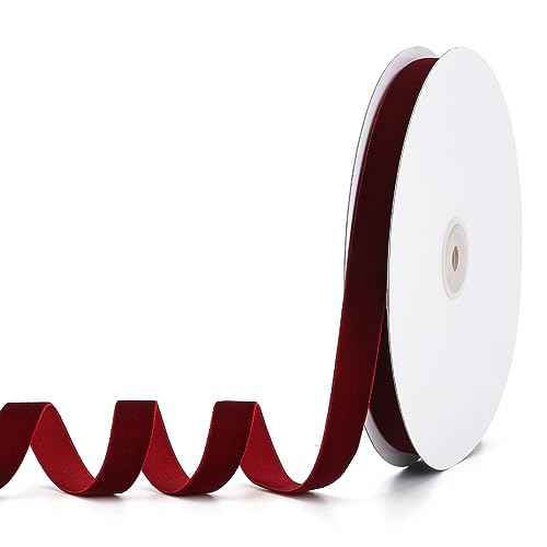 Burgundy Velvet Ribbon 5/8" x 20Yd,Great for Gift Wrapping,Hair Bows Making, Wreaths,Wedding and Christmas Party Decoration(Burgundy 5/8")