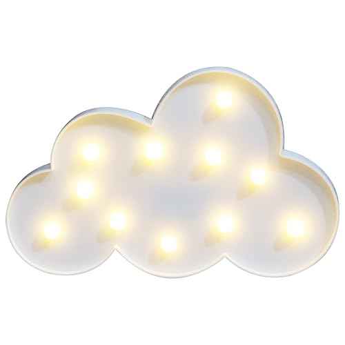 White LED Cloud Marquee Signs, Light Up Cloud Decorative Signs Hanging Hole Nursery Room Night Light for Baby Shower, Party Supply, Christmas Decor-White