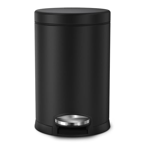 simplehuman 4.5L Matte Black Round Step Trash Can with Silent Close Lid