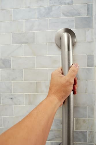 18 Inch Stainless Steel Handicap Grab Bar - Peened Finish, Slip Resistant, Elderly Safety