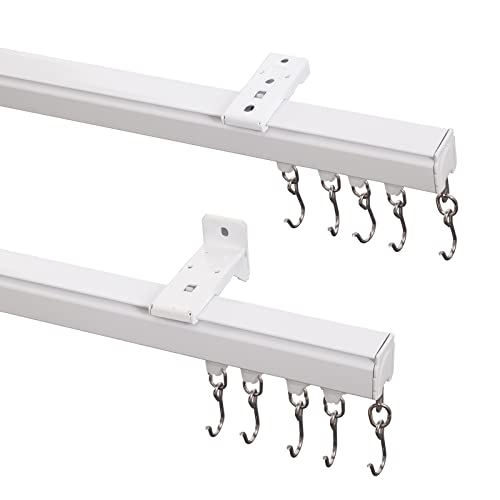 White Adjustable Ceiling or Wall Curtain Track Kit 3ft-6ft for Living Room Bedroom