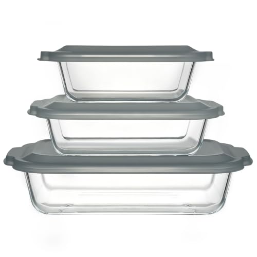 Deep Glass Baking Dish Set with Lids - Extra Deep 6-Piece Oven & Microwave Safe
