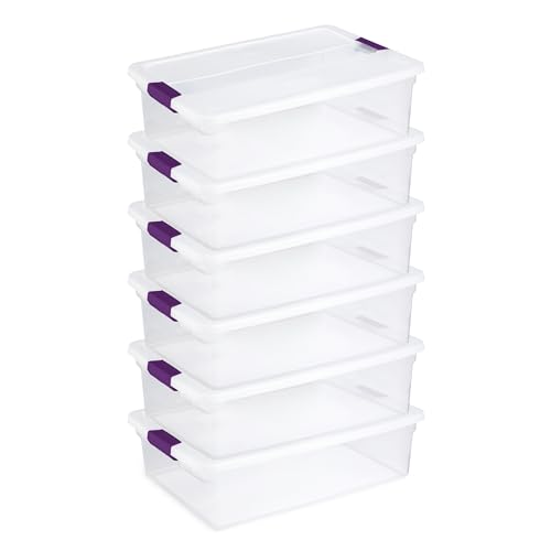 32 Quart ClearView Plastic Storage Box - Pack of 6, Latch Lid Organizers
