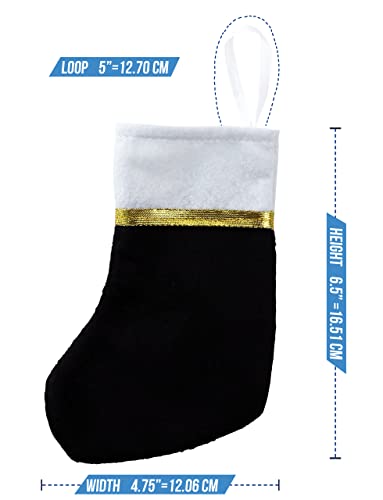 Iconikal Black Mini Christmas Stockings 7.5 Inch 24 Pack Holiday Decor