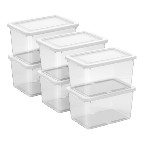 Sterilite 20 Quart Stackable Clear Plastic Storage Bins - 6-Pack