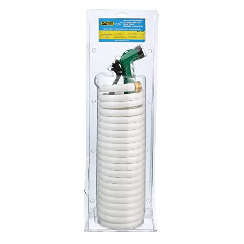 Seachoice Coiled Washdown Hose with Sprayer & Brass Fittings - 25 Ft. White, Hose