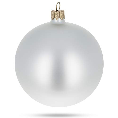 Set of 4 Matte White Glass Christmas Ornaments 4 Inches - Holiday Decor