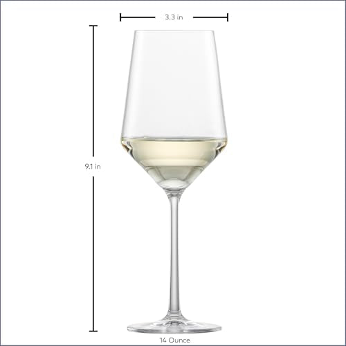 Set of 4 White Wine Glasses - 14oz Crystal Glassware for Sauvignon Blanc