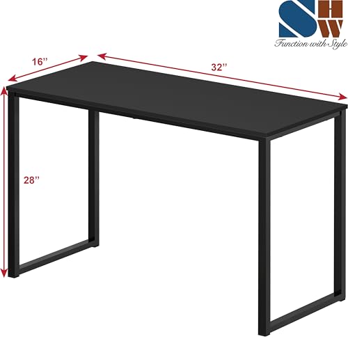 SHW Mission 32-Inch Black Home Office Computer Desk - Space-Saving Study Table