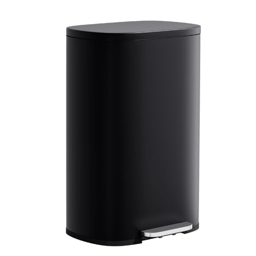 PayLessHere 13 Gallon Black Stainless Steel Trash Can with Lid & Removable Inner Bucket