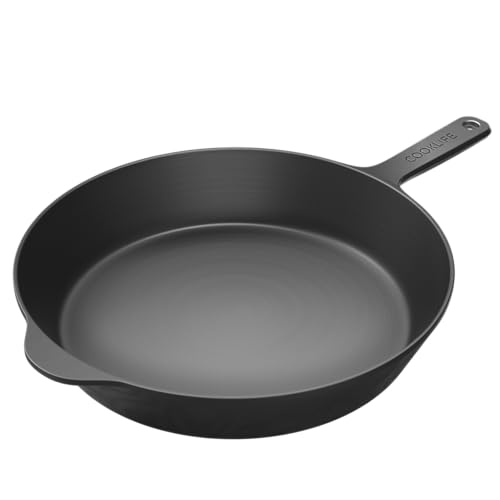 COOKLIFE 12 Inch Pre-Seasoned Lightweight Cast Iron Skillet - Smooth Finish, Oven & Grill Use