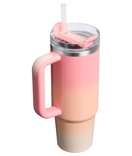 STANLEY Quencher H2.0 Tumbler with Handle and Straw 30 oz | Flowstate 3-Position Lid | Cup Holder Compatible for Travel | Insulated Stainless Steel Cup | BPA-Free | Pink Mesa Sunset