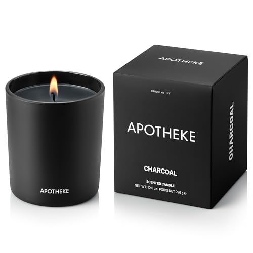 APOTHEKE Charcoal Scented Candle 10.5oz - Home Fragrance with Cedarwood & Sandalwood