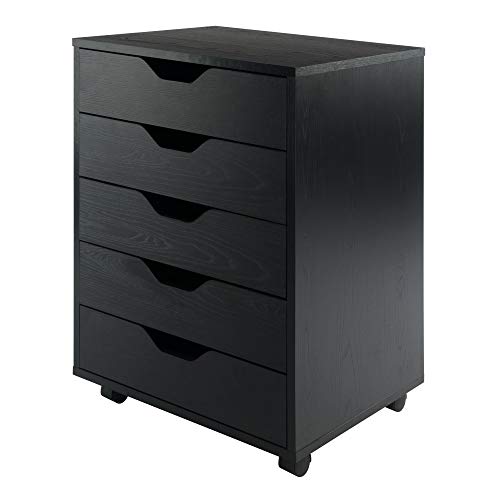 Winsome Halifax 5-Drawer Storage Cabinet - Black, Mobile & Versatile