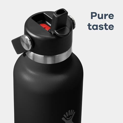 Hydro Flask 24 Oz Insulated Stainless Steel Water Bottle - Tonal Black with Straw Lid - Leakproof & Keeps Drinks Cold 24H