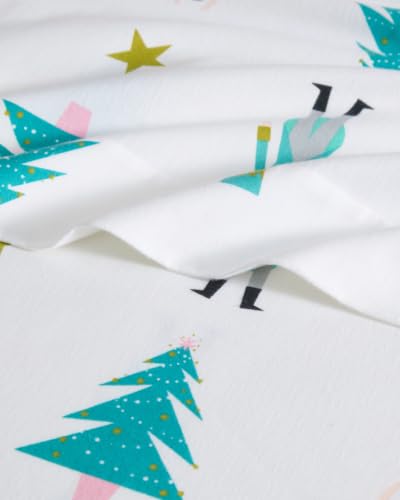 CGK 100% Cotton Flannel Bed Sheet Set - Split King, Tree Nutcracker Design