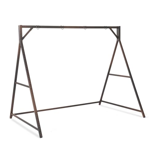 Outdoor Rattan Porch Swing Stand Frame with Hanging Rings - Iron Variation