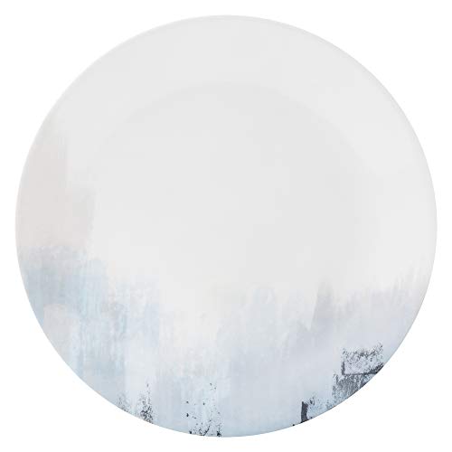 Corelle Tranquil Reflection 12-Piece White and Blue Dinnerware Set - Lightweight, Durable Glass Plates & Bowls