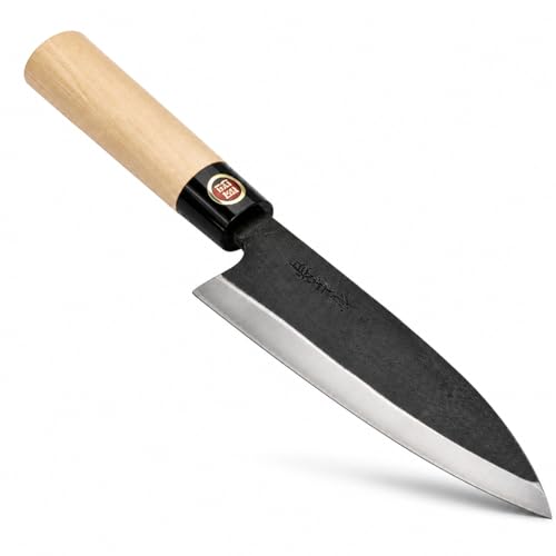 YOSHIDAHAMONO 6.3-Inch Aogami #2 Santoku Knife with Magnolia Handle - Japanese Chef Knife for Precision Cutting