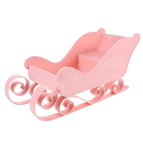 Kichvoe Pink Christmas Santa Sleigh Decoration - Plastic Candy Dish & Table Centerpiece