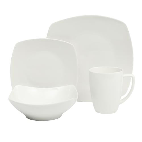 Gibson Home Zen Buffet 16pc White Porcelain Dinnerware Set for 4 Service