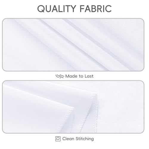 White Round Tablecloth 120 Inch - 8 Pack for 48-96 Inch Tables - Wrinkle-Resistant Polyester