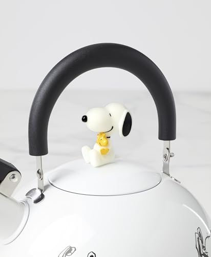 Enamelware Tea Kettle with Snoopy & Woodstock - 84.5oz, Whimsical Kitchen Decor - Tea Kettle Variation