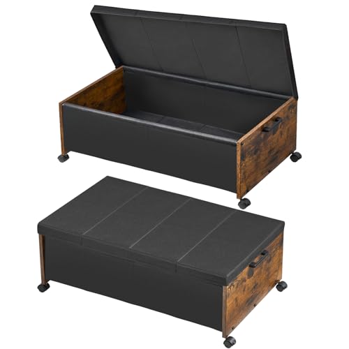 Under Bed Drawers on Wheels - Quadruple Size Rustic Brown Heavy Duty Storage