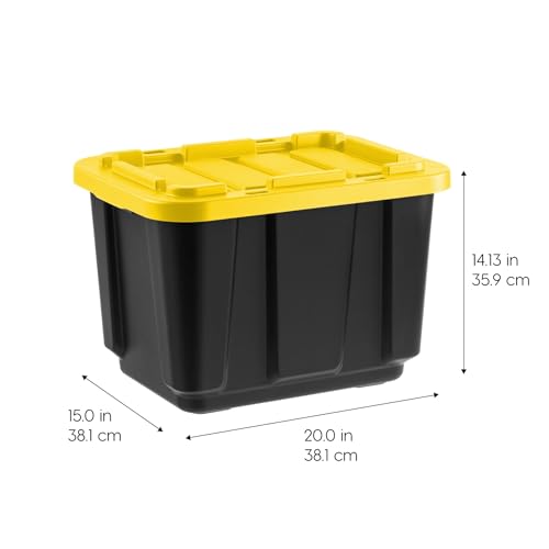 IRIS USA 4-Pack 12 Gal Heavy Duty Lockable Storage Totes Black/Yellow