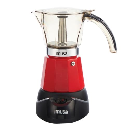 Electric Espresso Coffee Maker 3 or 6 Cups with Cool-Touch Handle - Red