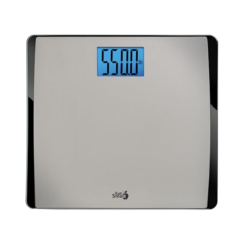 EatSmart Digital Bathroom Scale 550 lb Capacity - Large Platform, ESBS-56, Silver